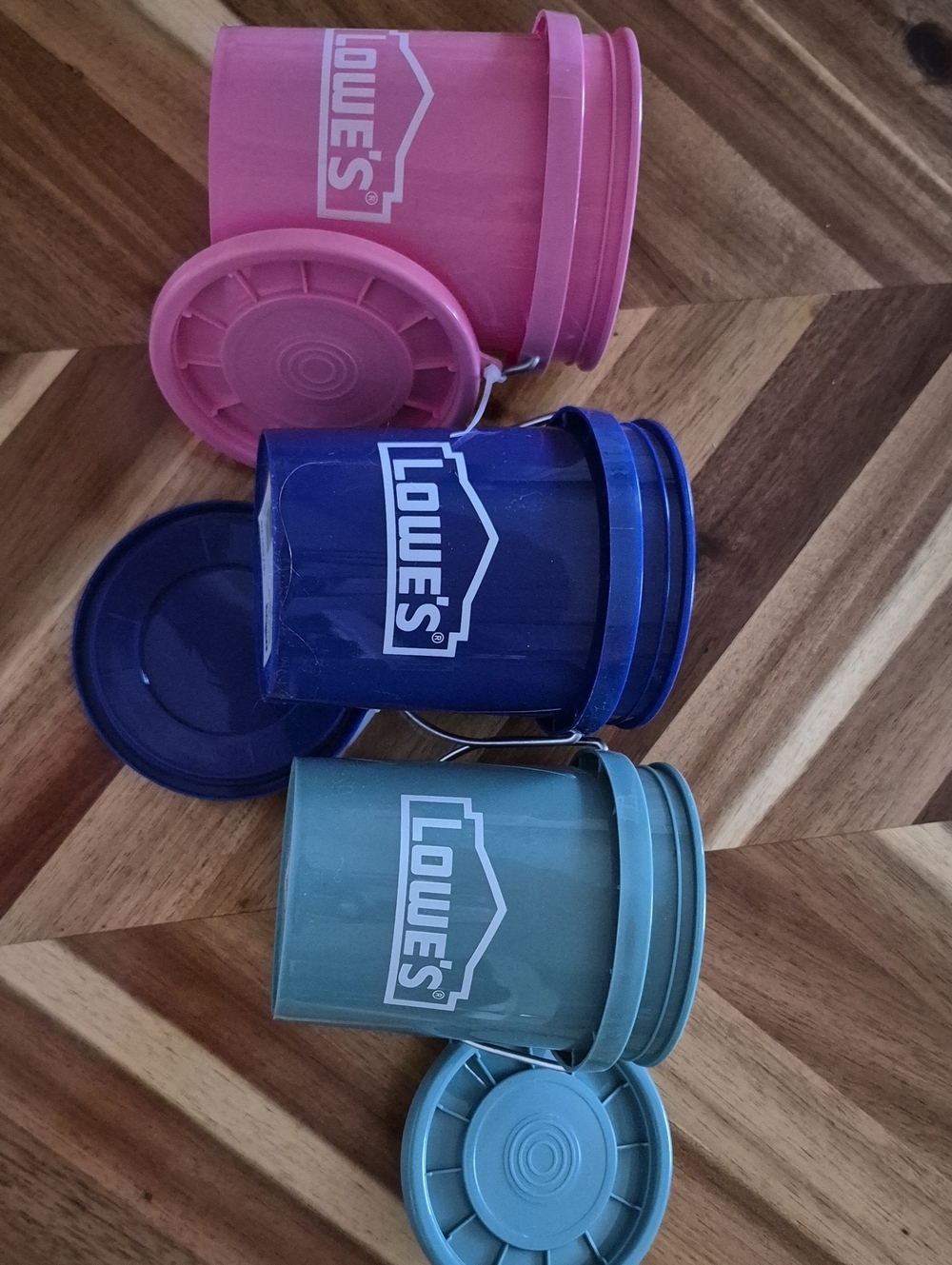 Colorful Lowes Mini Buckets - Pink, Blue, Teal